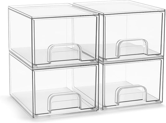 Acrylic Storage Containers, 4 Pack, 4.4’’ Tall