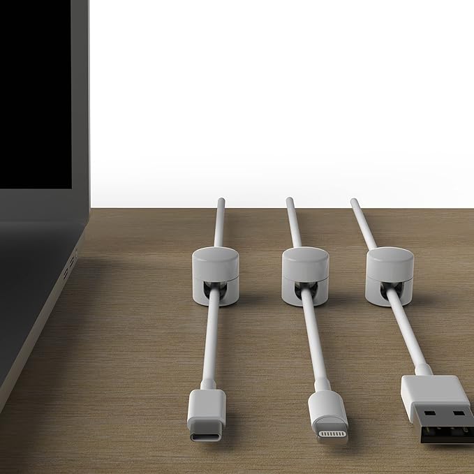 Cable Anchors for Desk Organization White, Premium Aluminum Cord Organizers