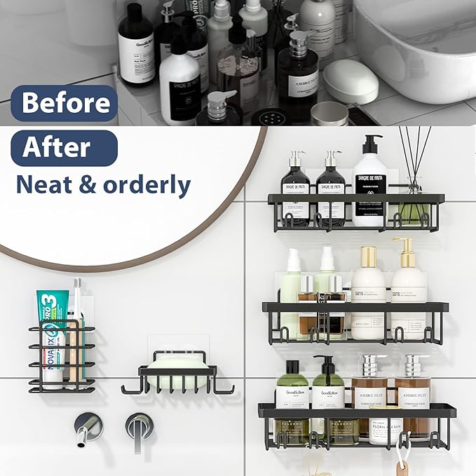 10 Pack Shower Caddy Organizer Rack Shelf for Inside Shower, Black