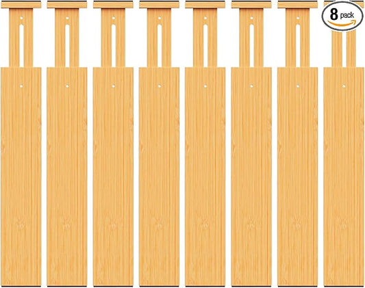 Bamboo Drawer Dividers, Adjustable Expandable Drawer Organization Separators
