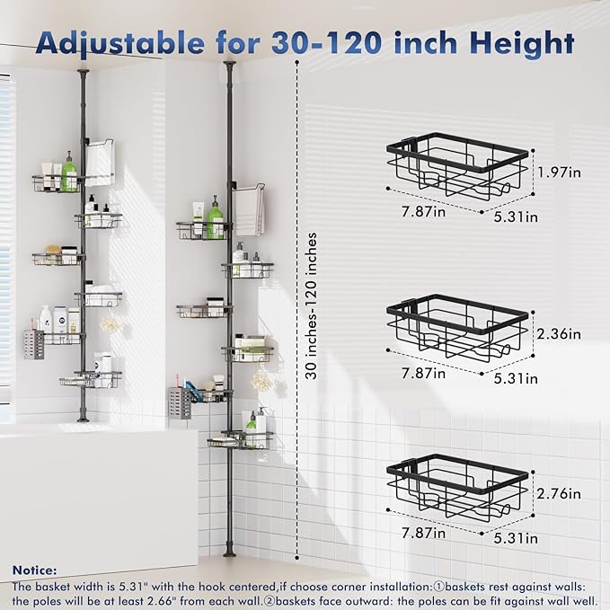 Shower Caddy Organizer Tension Pole