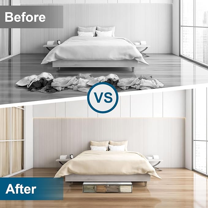 2 Pack Under Bed Storage Containers Bins, Humid-Proof Plastic Underbed Storage Bins, Clothes Storage and Organization Bags, Under the Bed Blanket Storage with Handles for Clothes, Bedroom