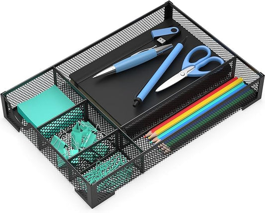 Desk Drawer Organizer, Office Desk Organizer Tray with 5 Dividers