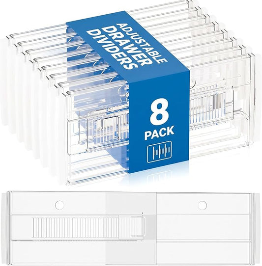8 Pack Drawer Dividers 6" High, Tall Acrylic Drawer Divider for Clothes