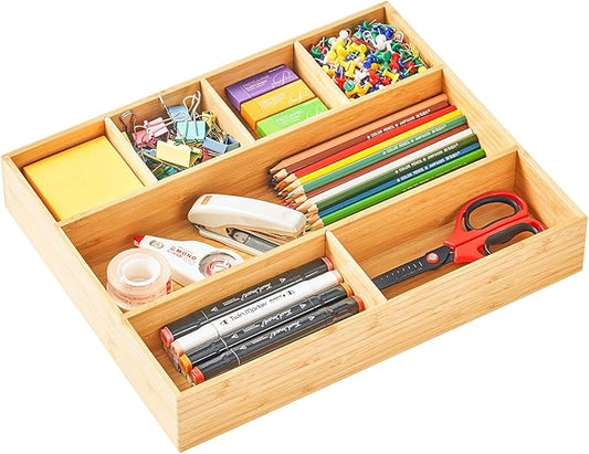 Large Bamboo Desk Drawer Organizer