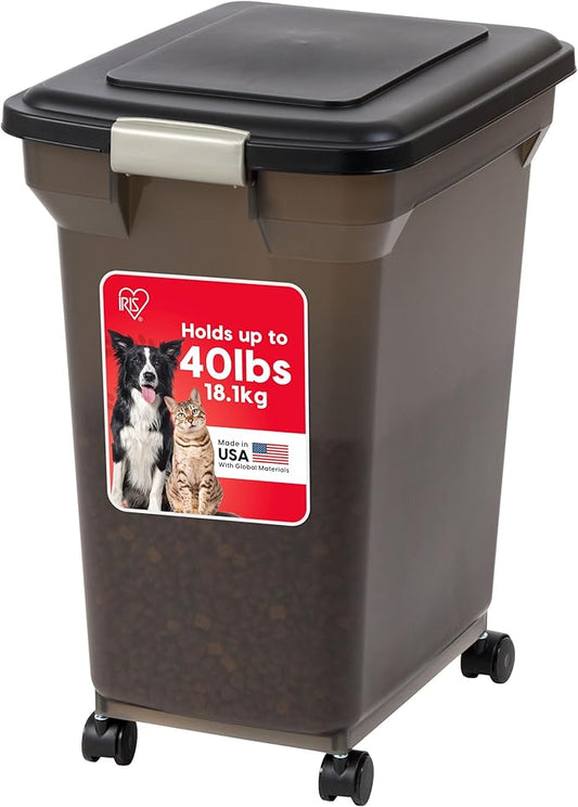 USA Airtight Dog Food Storage Container, WeatherPro, Up to 40 lbs, Smoke/Black