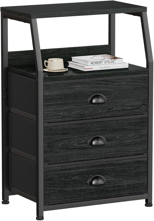 Black Night Stand, Small Dresser for Bedroom