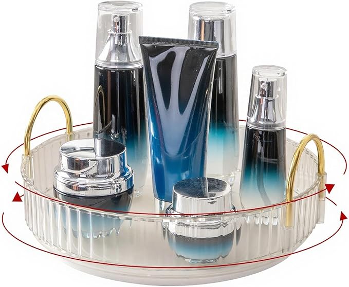 360° Rotating Makeup Organizer, 1 Tier, Clear