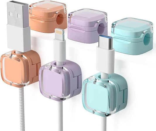 6 Pack Magnetic Cord Organizer & Cable Clips, Color Mixed
