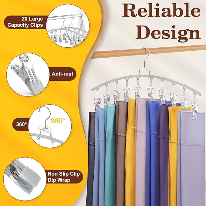 2 Pack Legging Organizer for Closet 360° Swivel, Grey