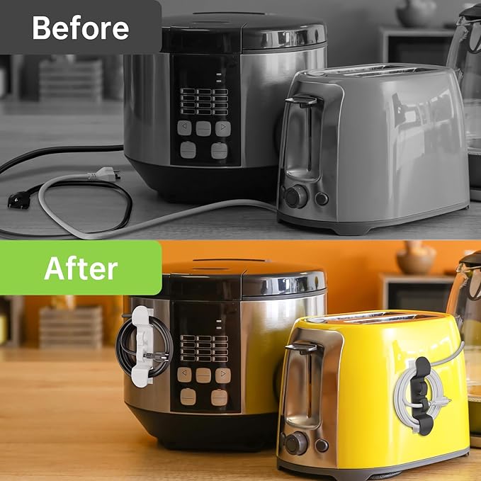 6PCS Cord Organizer for Appliances, 3 Black + 3 White