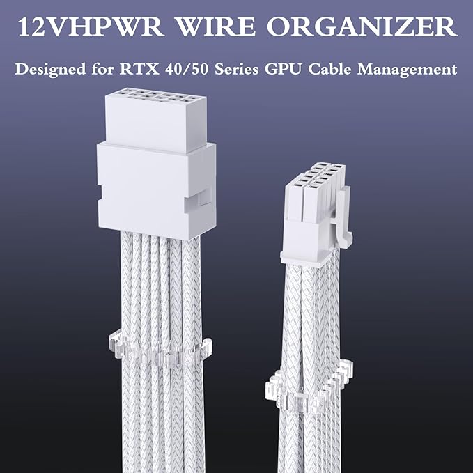 Sirlyr PC Cable Comb,PSU Cables Combs kit for Extension Cable Management 24 PCS Set 12vhpwr Cable x 4,24 pin x 4,8 pin x 16,3 mm/0.11In up to 3.5 mm/0.13 in Wire Gauge Transparent
