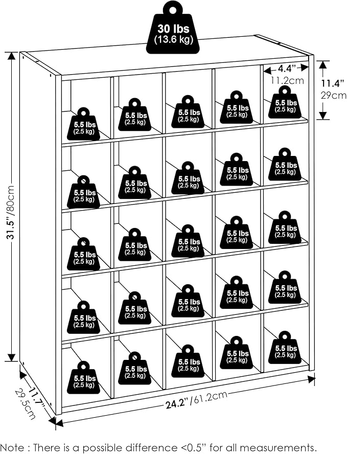 Furinno FANO Shoe Rack, 25-Cube Shoe Organizer, Stackable Shoe Organizer, 11.7 x 24.2 x 31.5, for Closet Entryway, Office, Garage, Amber Pine