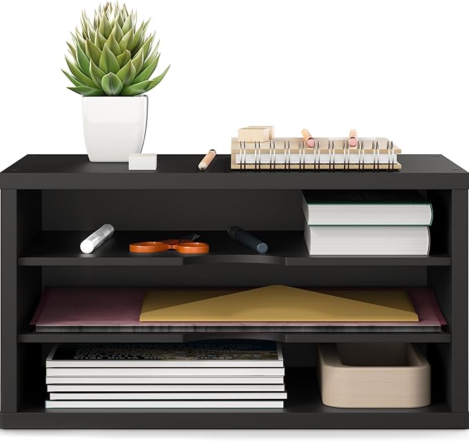 File Organizer, 3-Tier Document Paper Sorter, Black