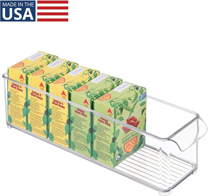 Stackable Fridge Storage Bin with Handle, Ideal for Fridge and Freezer, Clear