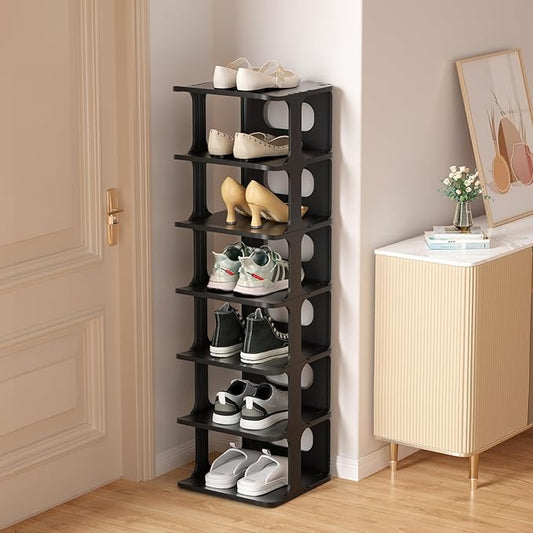 Vertical Narrow Tall Shoe Rack for Front Door Entrance