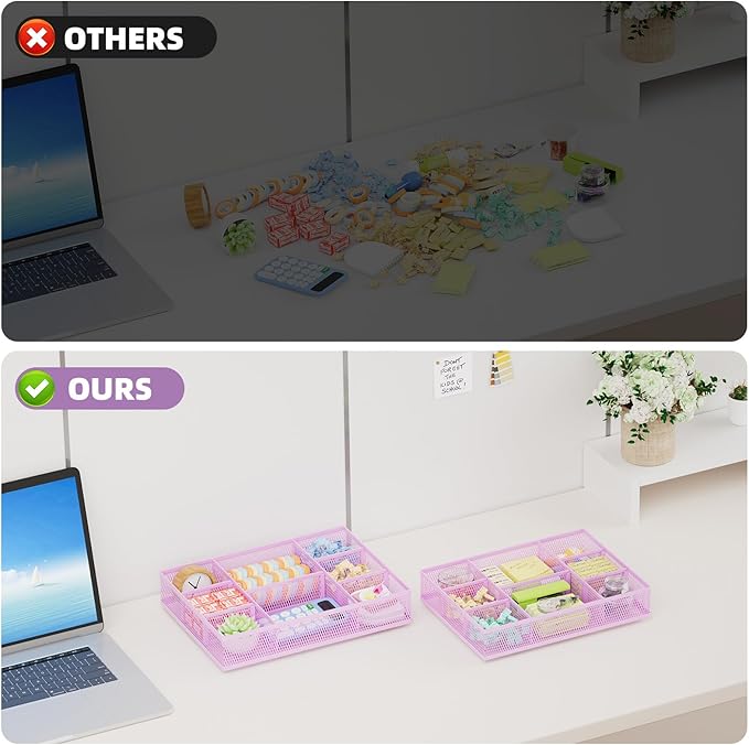 2 Pack Desk Drawer Organizer, Purple