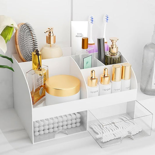 Makeup Organizer with Drawers, White