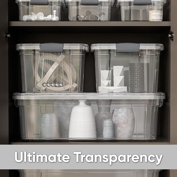 Clear Plastic Storage Bins with Lid, 4.5 Quart Box, Organizing Containers