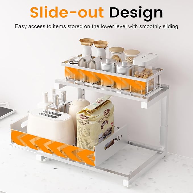 Under Sink Organizer, Sliver,2Pack