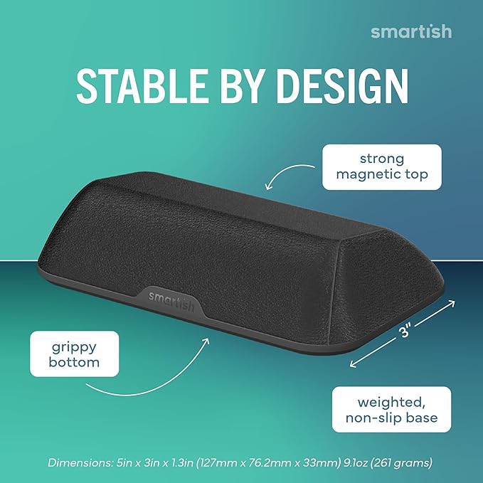 Smartish® Magnetic Cord Holder - Bigger Cable Wrangler Organizer with Magnet Clips for Charger Management on Desktop, Nightstand - Holds 6+ Cables - Black Tie Affair