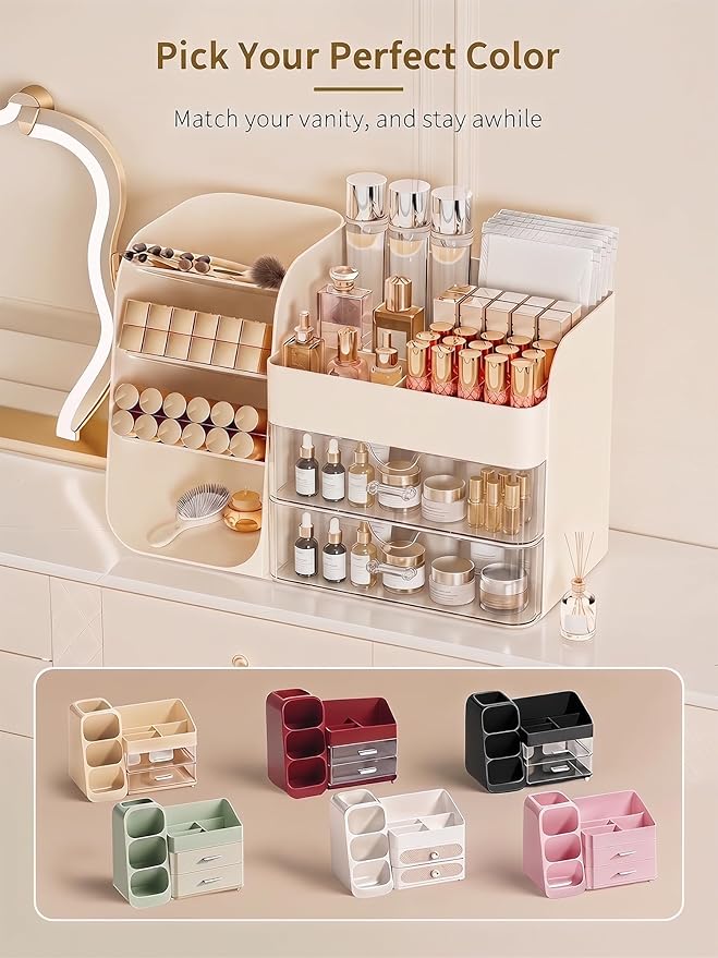 Makeup Organizer for Vanity, Crystal Creem