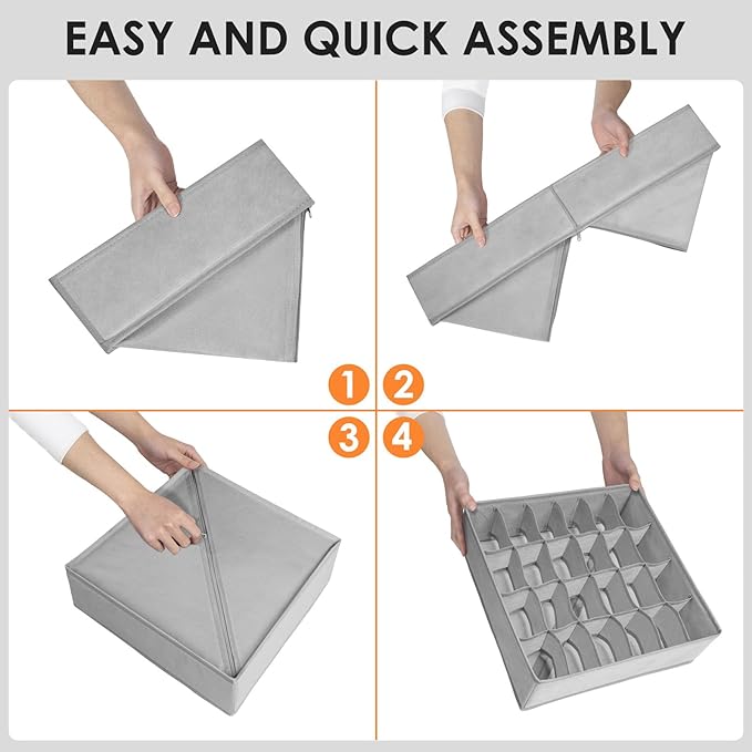 Drawer Organizer Clothes, 48 Compartments, Grey