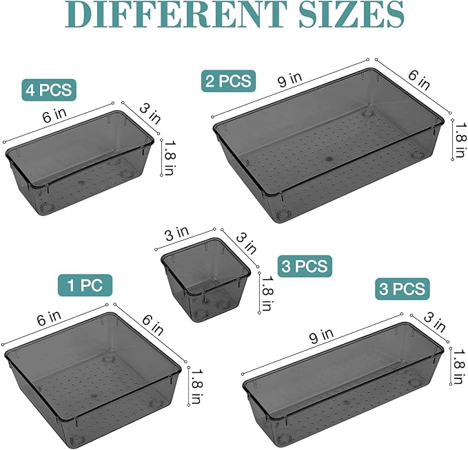 13 PCS Drawer Organizer Set, Black