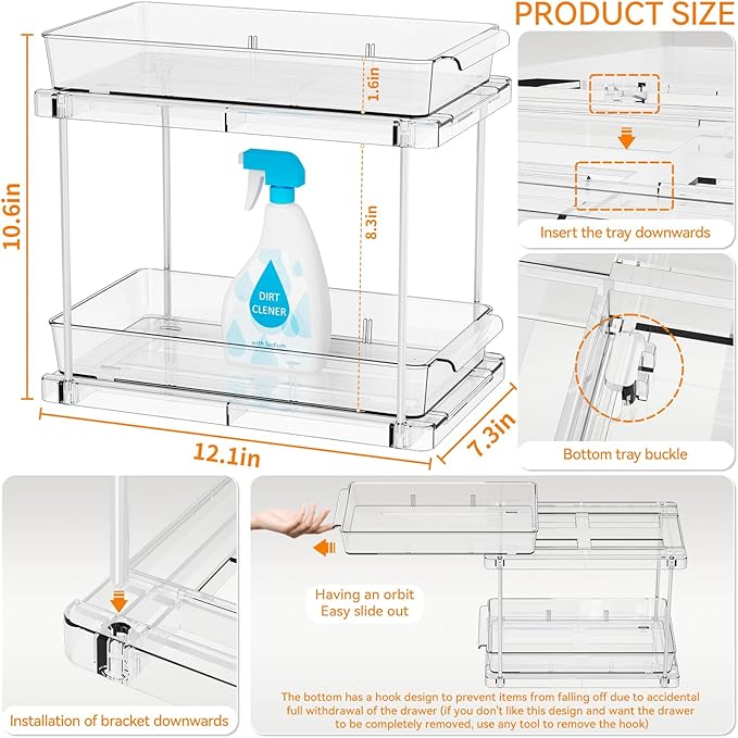 4 Pack Under Sink Organizers and Storage