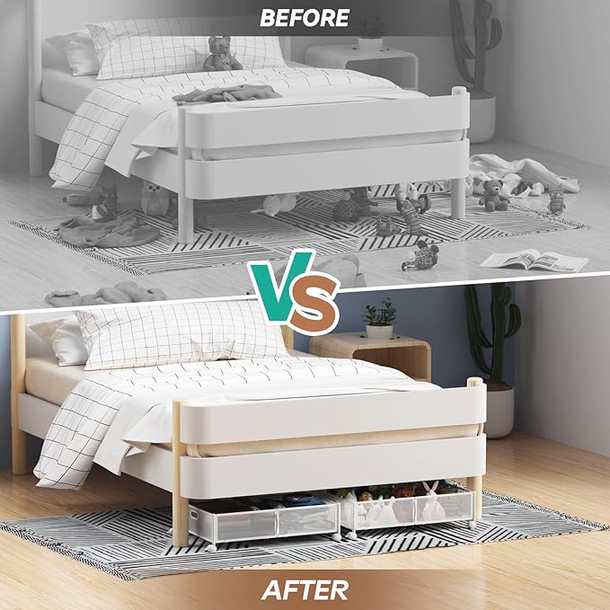 Under Bed Storage with wheels, Under the Bed Storage Containers, White