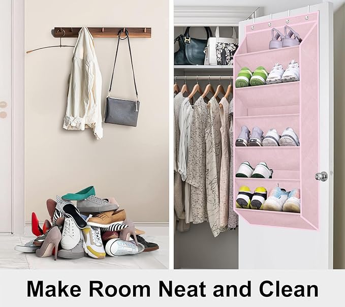 LAMB Over The Door Shoe Rack with Large Deep Pockets