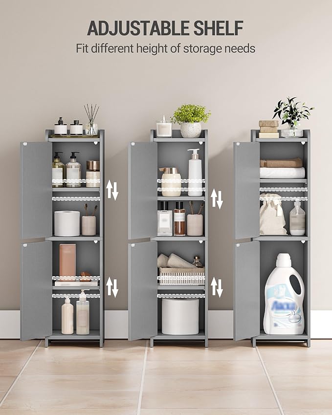 Bathroom Storage Cabinet, 7.9" D x 7.9" W x 29.5" H Gray