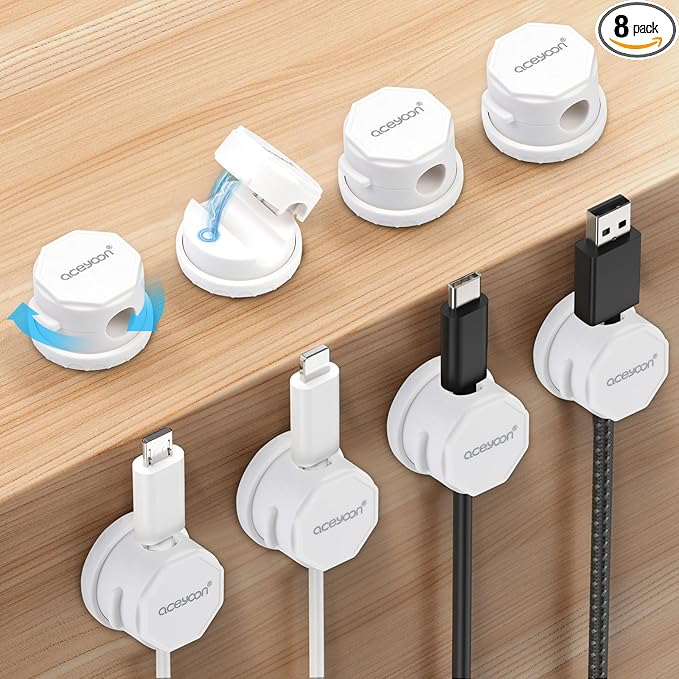 8 Pack Magnetic Cable Clips Cord Holder