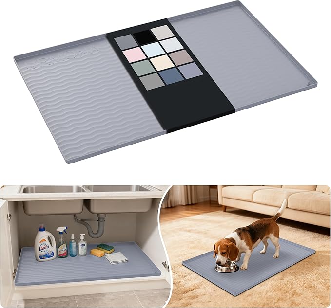 Waterproof Silicone Under Sink Mat 34'' x 22'' Shelf Liner for Kitchen