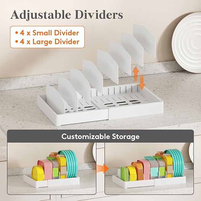 Kitchen Cabinet Organizer for Food Contanier Lid, 9.8"-17"