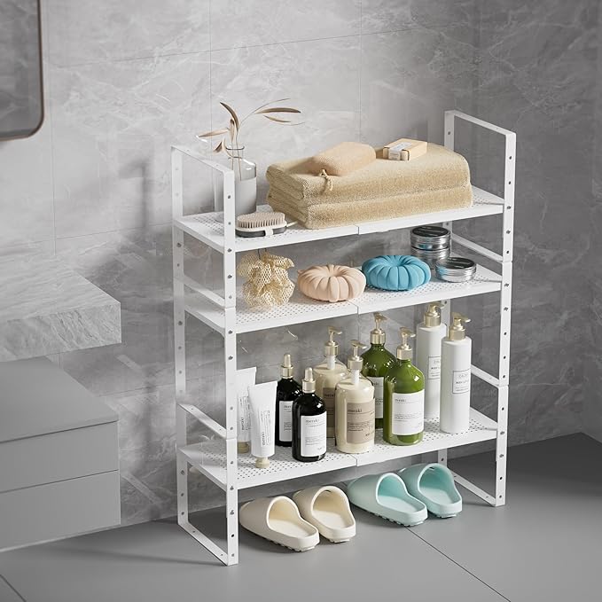 Multi-Functional Metal Shoe Rack, 3Packs/White/Large