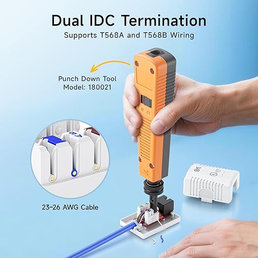 Cable Matters UL Listed Cat6 5-Pack RJ45 Surface Mount Box - 1 Port in White (Cat6 Ethernet Mount Box)