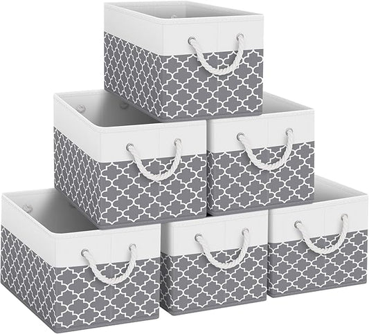 Fab totes Storage Bins 6-Pack, Clover Grey