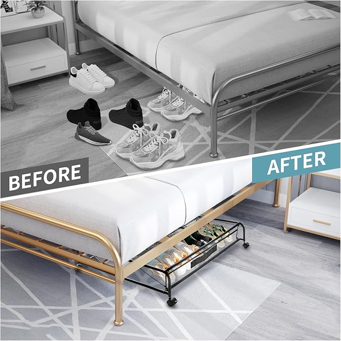 Under Bed Shoe Storage with Wheels, 2 Packs