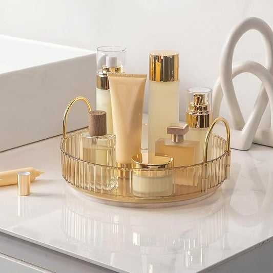 360° Rotating Makeup Organizer, 1 Tier, Yellow