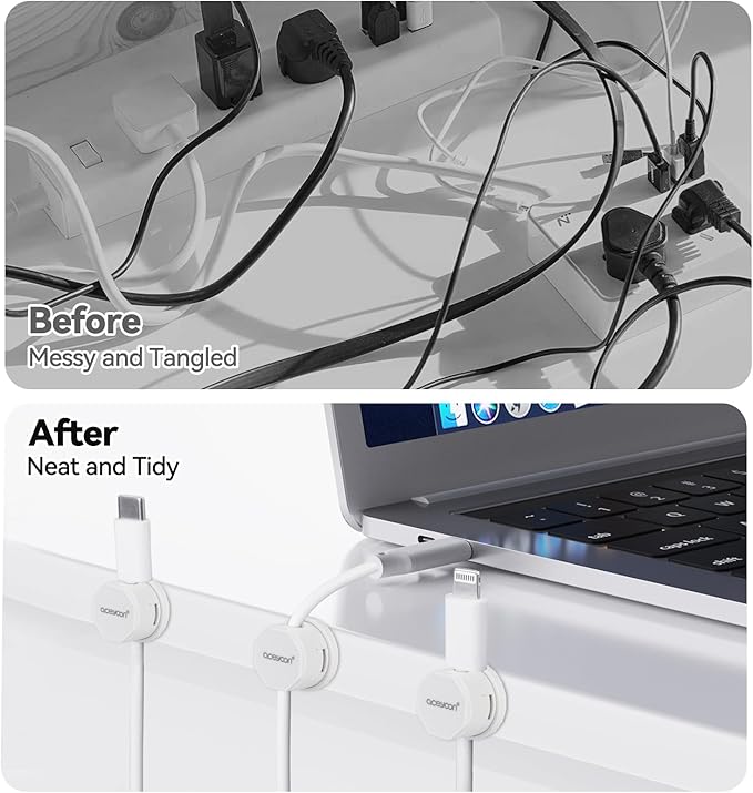 8 Pack Magnetic Cable Clips Cord Holder