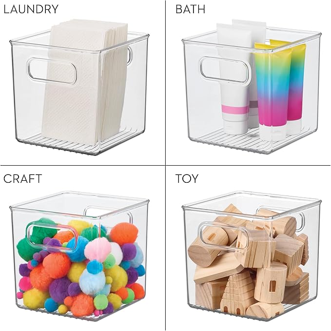 Pantry Storage Bins with Handles, Cube Organizer Bins for Cabinets or Fridge