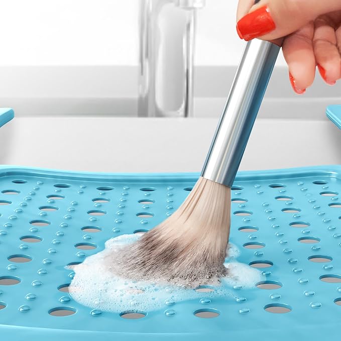 Sink Topper Bathroom Sink Cover for Counter Space & Storage Saver | RV Must Haves | Silicone Foldable Beauty Makeup Brush Cleaning Mat | Hot Tools | RV Sink Cover | Large, Pacific Blue