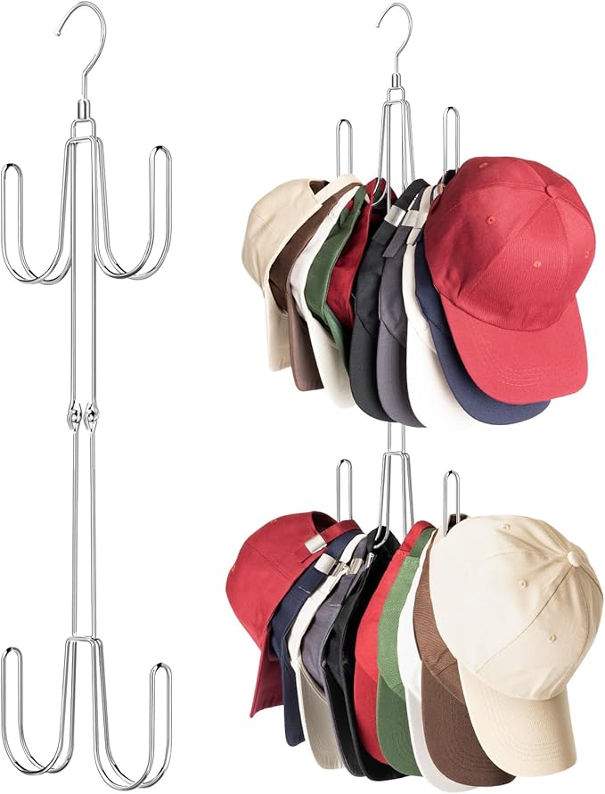 Hat Hangers for Closet, 1 Pack Stainless Steel Hat Organizer, Silvery