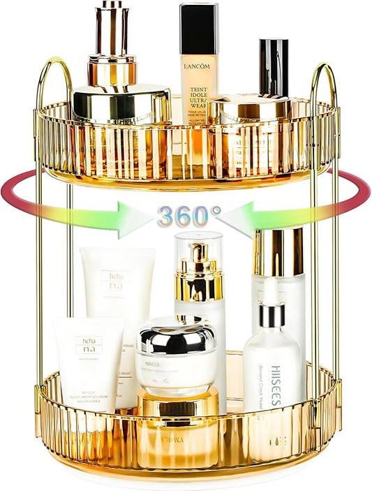 360 Rotating Makeup Organizer, Vibrant Orange, 2 Tier