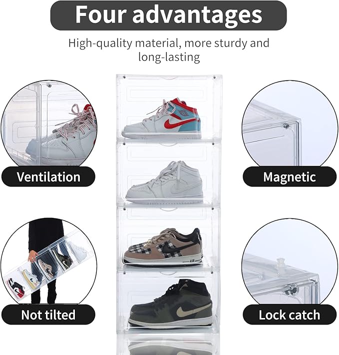 8 PACK XL Shoe Storage Box, Drop Side Sneaker Display Case