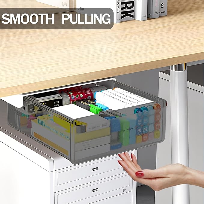 Under Desk Table Drawer Storage Organizer Slide Out