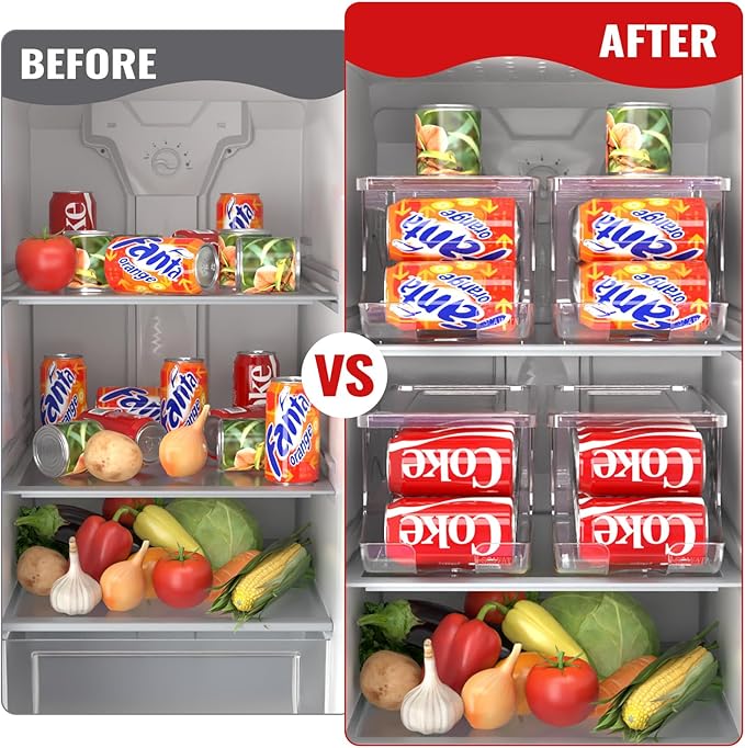 4 Pack Stackable Refrigerator Organizer