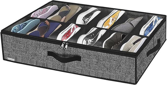 Under Bed Shoe Storage Organizer with Sturdy Handles and Clear Window 1 Pack