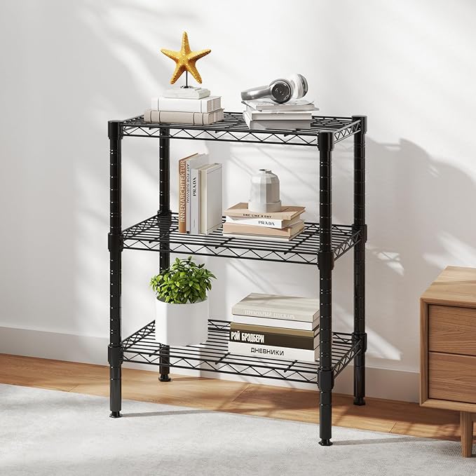 3-Tier Metal Wire Storage Shelves, Adjustable Standing Storage Rack Shelf